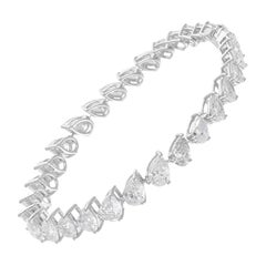 Bracelet tennis en or blanc 10 carats avec diamants en forme de poire de 10,55 carats