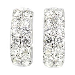 Diamante natural de 1,12 quilates Oro blanco de 18 KT Aro de dos filas Abrazador