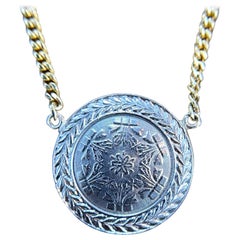 Vintage 14K Platin Top Kreis Halskette