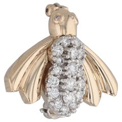 0.49ctw VS2 Diamond Bee Brooch 14k Yellow White Gold Pin