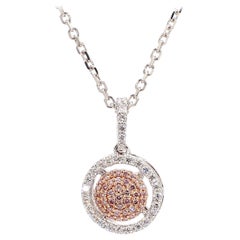 Natural Pink Round Diamond 0.30 Carat TW Rose Gold Drop Pendant