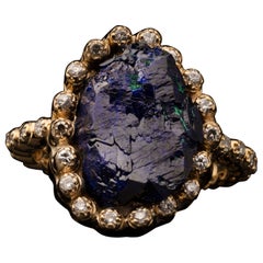 Azurite and Diamond Ring