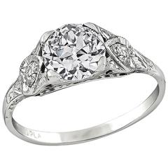 Antique Edwardian GIA Cert 1.02 Carat Diamond Engagement Ring 9