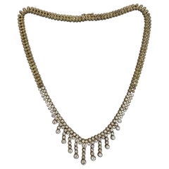 Collier ras du cou en or jaune 18 carats avec pendentifs en diamants