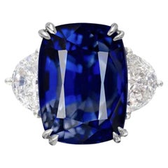 GRS Certified 11.24 Carat Cushion VIVID Blue No Heat vivid Blue Sapphire Ring