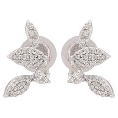 1/2 Carat SI Clarity HI Color Pear Round Diamond Earrings 14 Karat White Gold