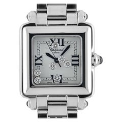 Chopard Happy Sport Jewelry 7 Diamonds 5 Sapphires Steel 27/8349-23 8325 Square