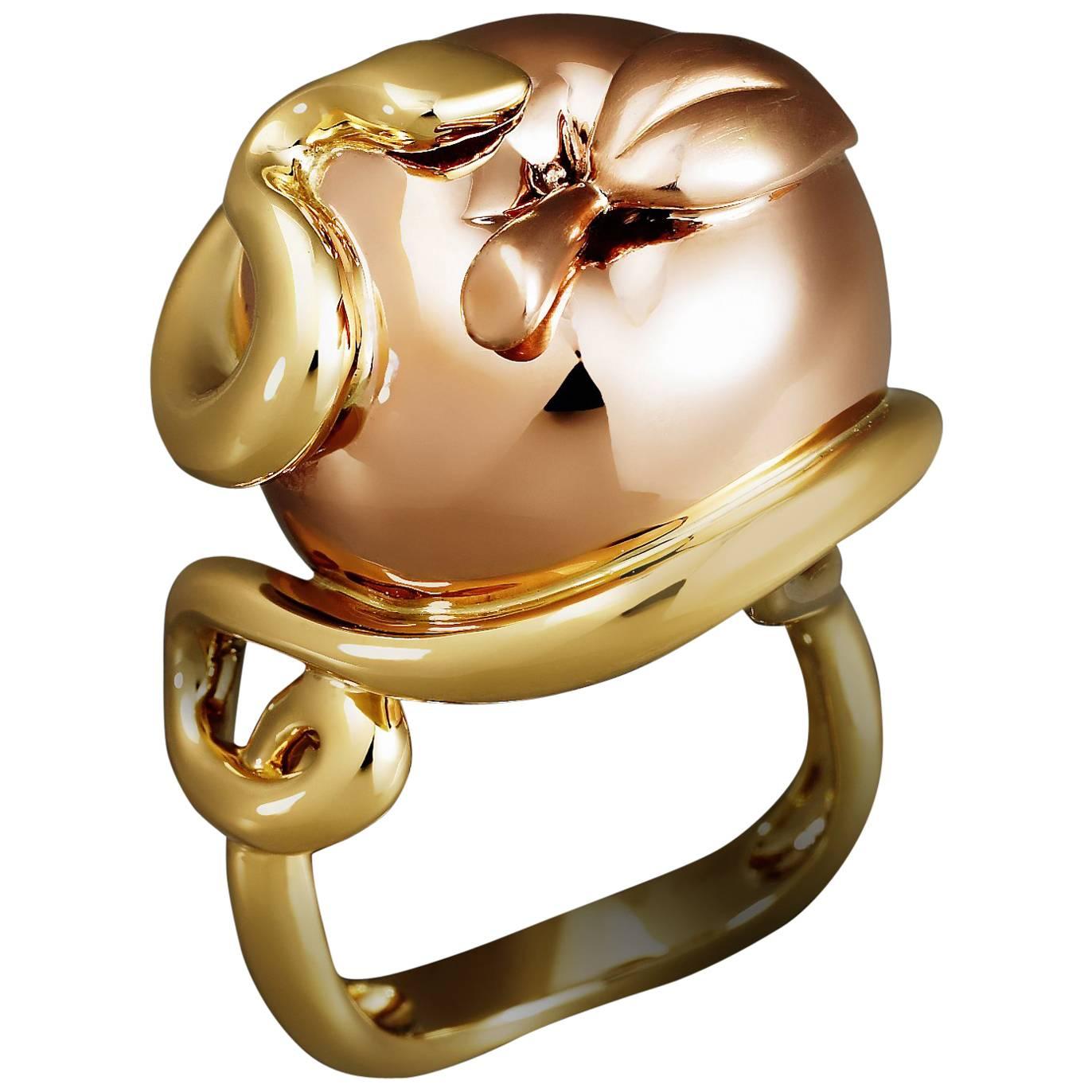 Lorenz Bäumer Paris Diamonds Two Color Gold Pomme Serpent Ring For Sale
