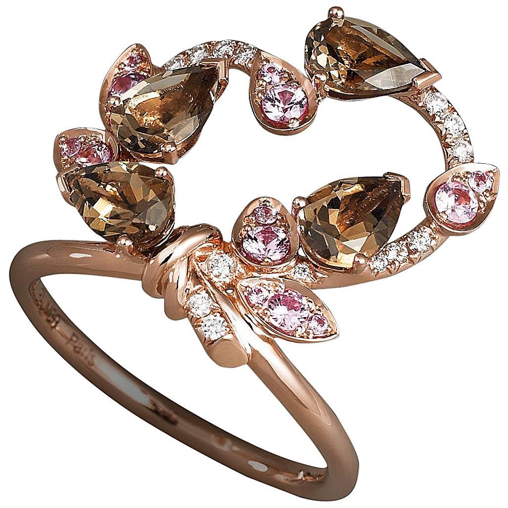 Lorenz Baumer Paris Victoria Quartz Sapphire Diamond Gold Ring
