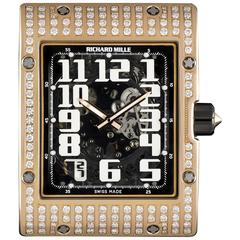 Richard Mille Gold Diamond Skeleton Dial Extra Flat Automatic Wristwatch