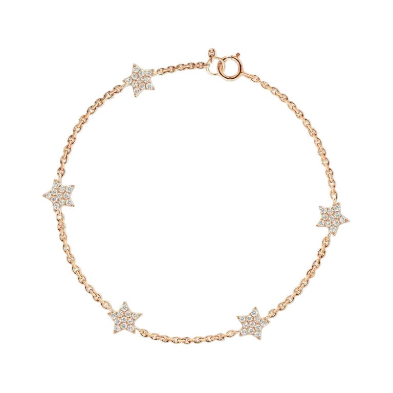 Diamond Star Stations Bracelet in 14k Solid Gold