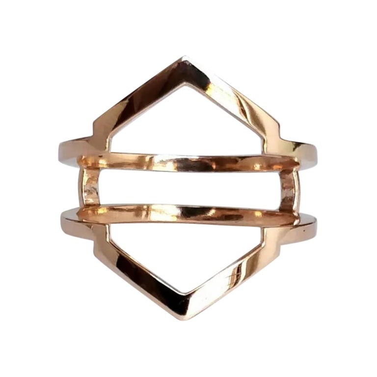 14k Gold Hexagon Guard Engagement Ring Enhancer For Sale