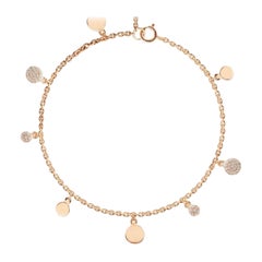 Dangling Diamond and Disc Bracelet 14k Solid Gold