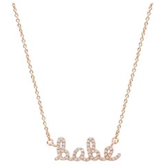 Collier pendentif Babe nom en or jaune 14 carats et diamants