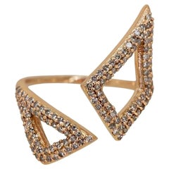 Diamond in 14k Solid Gold Open Cuff Wedding Ring
