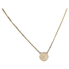 Diamond Round Disc Pendant Necklace in 14k Solid Gold