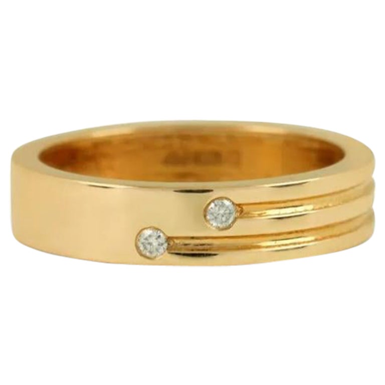 Bezel Set Diamond 14k Solid Gold Wedding Band Ring