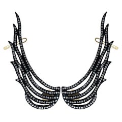 Angel Wing Ear Cuff Pave Diamond 14k Gold & 925 Silver Ear Stud