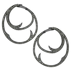 Pendiente de aro de diseño con diamante pavé en oro de 14k y plata 925