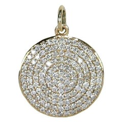 Runder Pave-Diamant-Anhänger in 14k Gold Dainty Minimalistischer Minimalist
