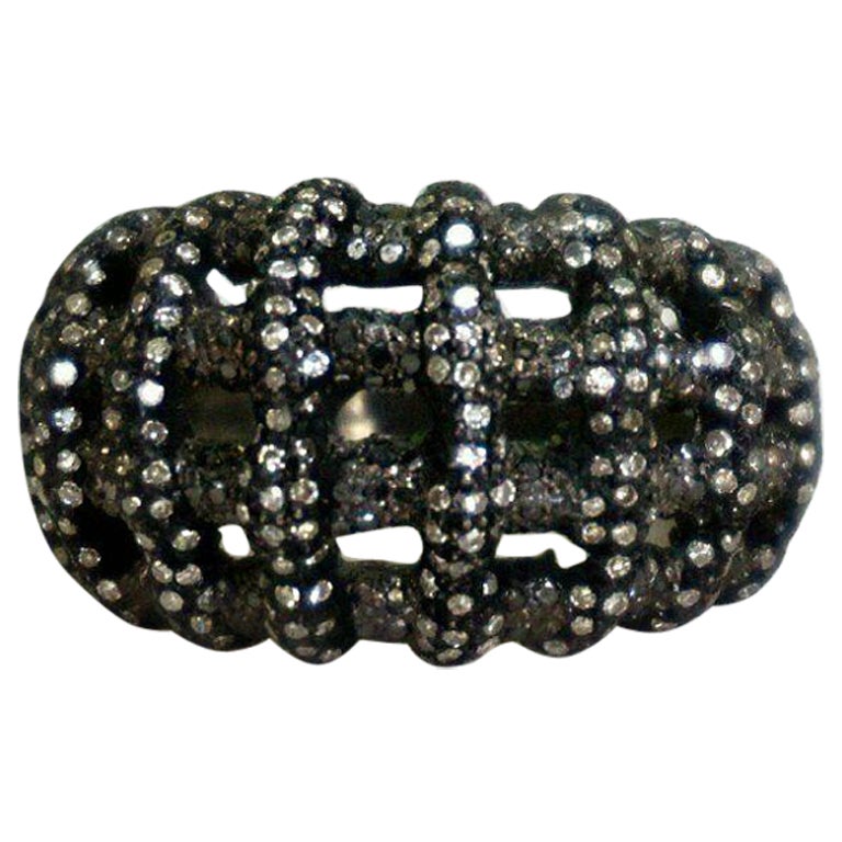 Victorian Style Pave Diamond Ring 925 Silver Dome Ring