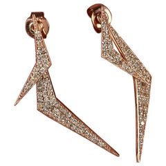Natürlicher Diamant-Jacket-Ohrring aus massivem 14k Gold mit feinem Ohrstecker
