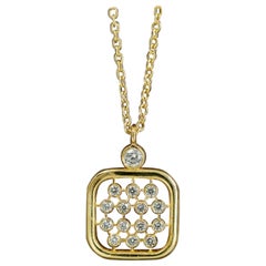 Diamond Square Honeycomb Cluster Pendant Necklace in 14k Solid Gold