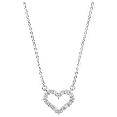 Heart Gold Pendant Necklace with Round Cut Natural Diamond in 14K White Gold
