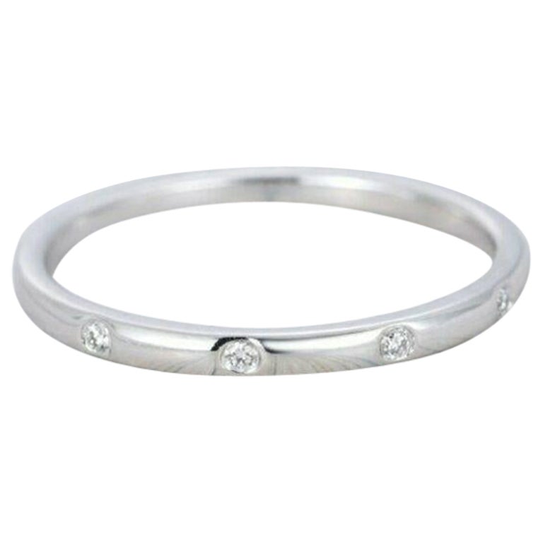 Diamond Wedding Band Round Cut 14k White Gold Ring