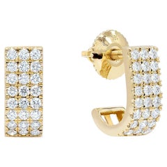 Bold Diamond Huggies 14k Solid Gold Studs Earring
