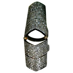 Natural Pave Diamond Finger Knuckle Ring 925 Silver 14k Gold