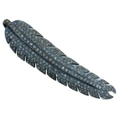 Pave Diamond 925 Sterling Silber Tier Anhänger Feder Charme