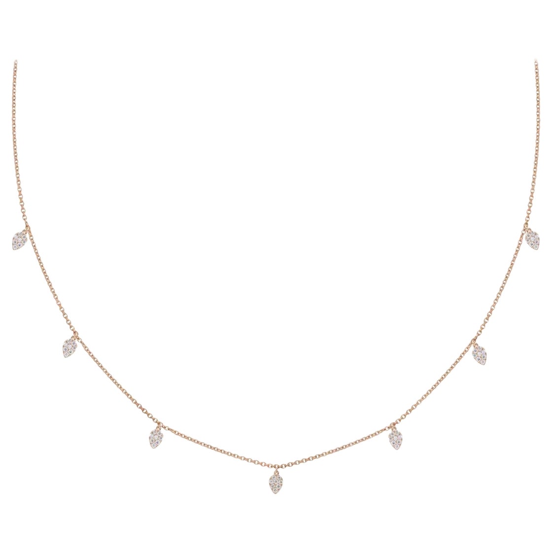 Dangling Natural Diamond Pear Drop Necklace 14k Solid Gold