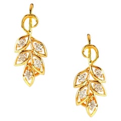 Orecchino a grappolo con diamante Leaf Grapevine in oro 14k