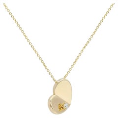 Heart Charm Pendant Necklace with Genuine Diamond in 14k Solid Gold