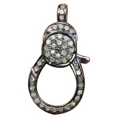 Connecteur collier à fermoir mousqueton en argent 925 avec diamants pavés de 10 pièces