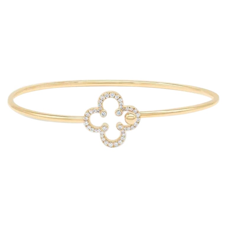 14k Solid Gold Diamant Blume Flexible Armspange Armband
