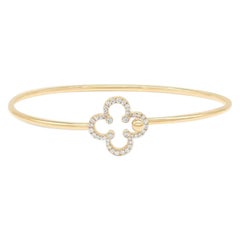 14k Solid Gold Diamant Blume Flexible Armspange Armband