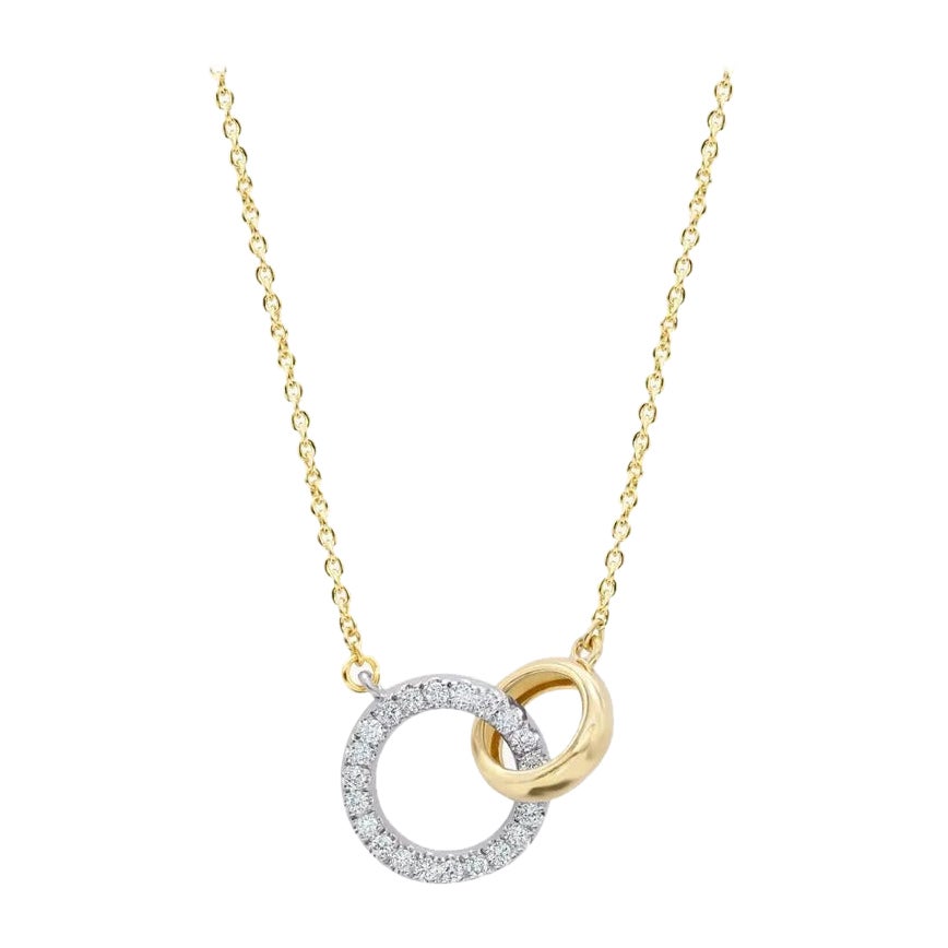 Collier pendentif vie d'éternité en or jaune 14 carats avec diamant véritable de 16 pouces