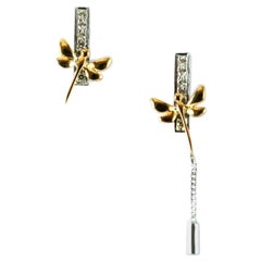 14k Solid Gold Dragonfly Earring Insect Jewelry Studs