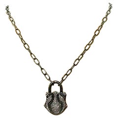 Collar Colgante Candado de Diamante Natural en Plata de Ley 925