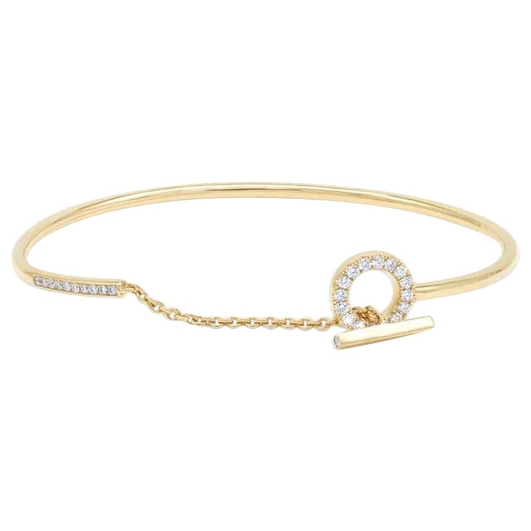 14k Solid Gold Circle Toggle Flexible Bangle Bracelet