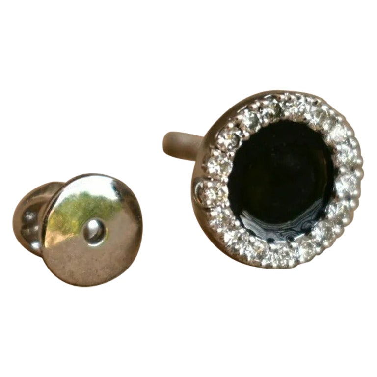 Pave Diamant Schwarz Emaille Ohrstecker 14k Gold Ohrring Tops