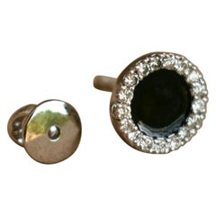 Pave Diamant Schwarz Emaille Ohrstecker 14k Gold Ohrring Tops