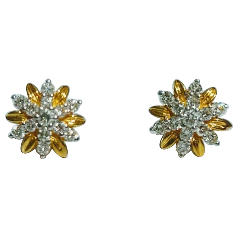 Natürliche Diamant-Ohrstecker aus 14k Gelbgold mit Schraubverschluss