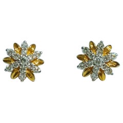 Natural Diamond 14k Yellow Gold Earrings Screw Back Studs