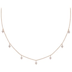 Dangling Natural Diamond Kite Drop Necklace 14k Solid Gold
