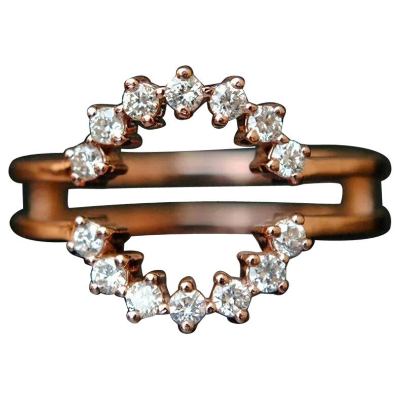 Diamond Ring Guard Round Classic Halo Ring Enhance 14k Gold Stack Bands