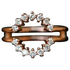 Diamond Ring Guard Round Classic Halo Ring Enhance 14k Gold Stack Bands