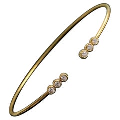 14k Solid Gold Diamond Open Bangle Cuff Bracelet
